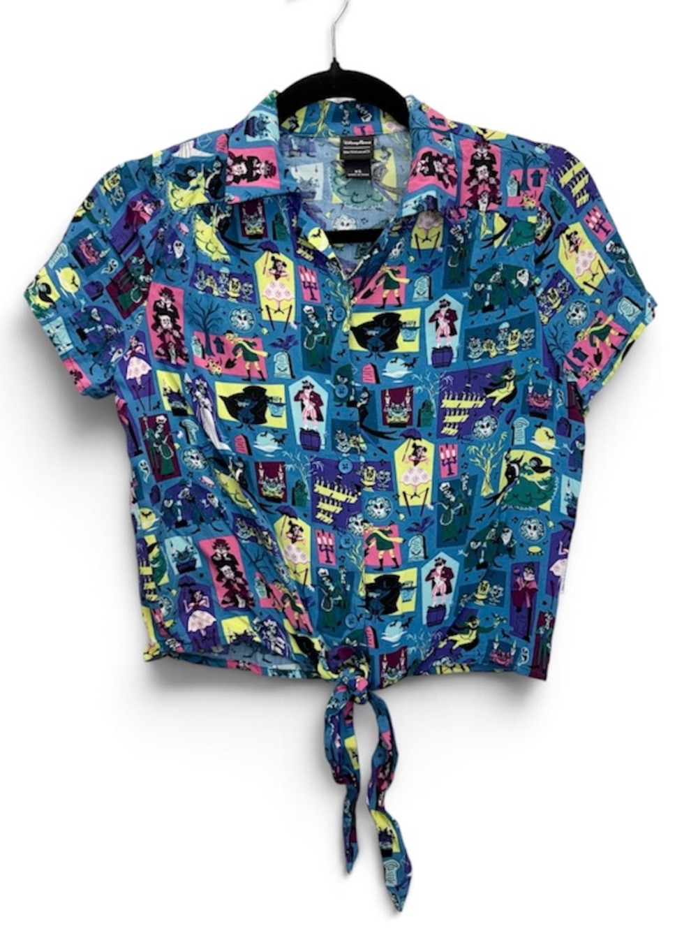 Disney Parks Her Universe Haunted Mansion Tie-Front Short Sleeve Crop Top XS